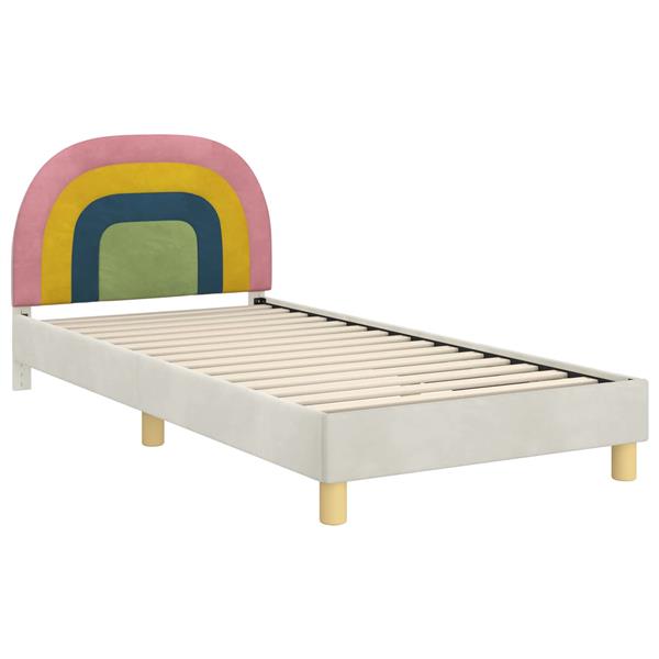 Grote foto vidaxl bedframe voor kinderen met hoofdbord cr me 90 x 200 cm fluweel antiek en kunst stoelen en banken