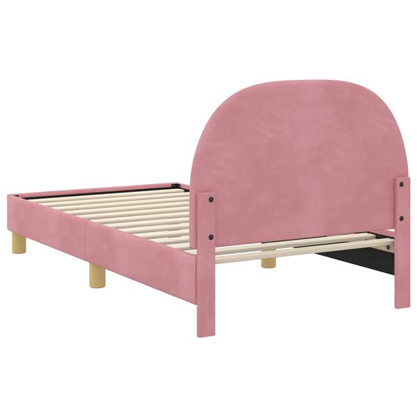 Grote foto vidaxl bedframe voor kinderen met hoofdbord roze 80 x 160 cm fluweel antiek en kunst stoelen en banken