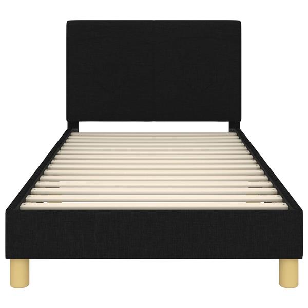Grote foto vidaxl bedframe voor kinderen met hoofdbord zwart 90 x 200 cm stof antiek en kunst stoelen en banken