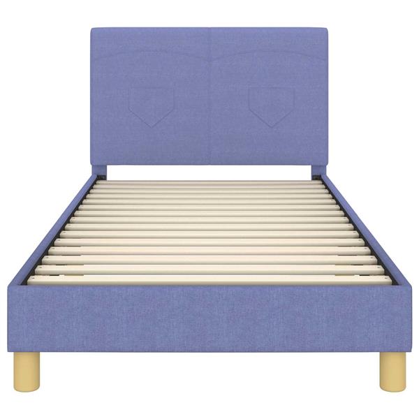 Grote foto vidaxl bedframe voor kinderen met hoofdbord jeans blauw 80 x 200 cm antiek en kunst stoelen en banken