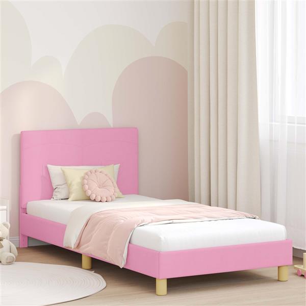 Grote foto vidaxl bedframe voor kinderen met hoofdbord roze 80 x 200 cm stof antiek en kunst stoelen en banken