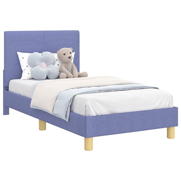 Grote foto vidaxl bedframe voor kinderen met hoofdbord jeans blauw 80 x 160 cm antiek en kunst stoelen en banken