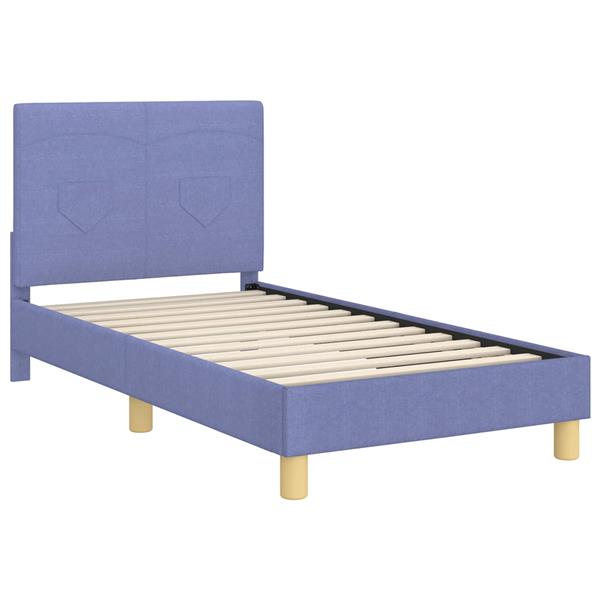 Grote foto vidaxl bedframe voor kinderen met hoofdbord jeans blauw 80 x 160 cm antiek en kunst stoelen en banken
