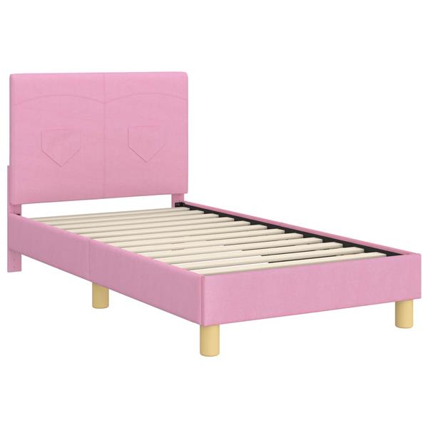 Grote foto vidaxl bedframe voor kinderen met hoofdbord roze 80 x 160 cm stof antiek en kunst stoelen en banken