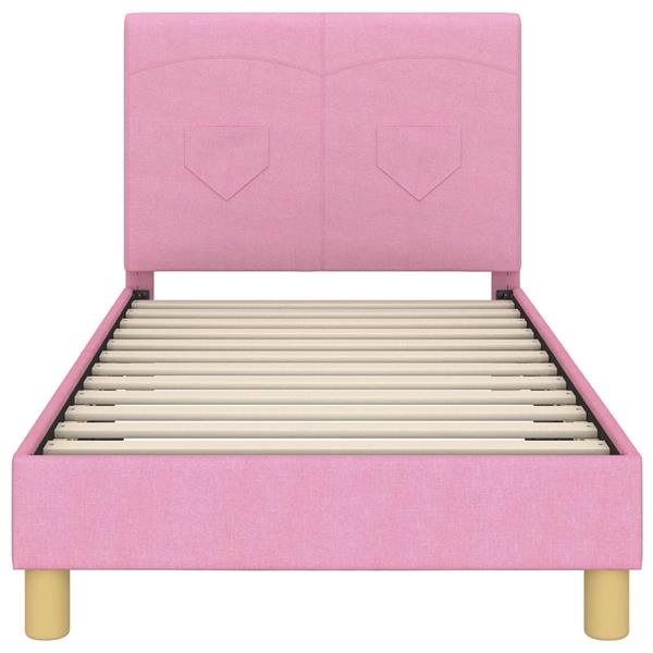Grote foto vidaxl bedframe voor kinderen met hoofdbord roze 80 x 160 cm stof antiek en kunst stoelen en banken