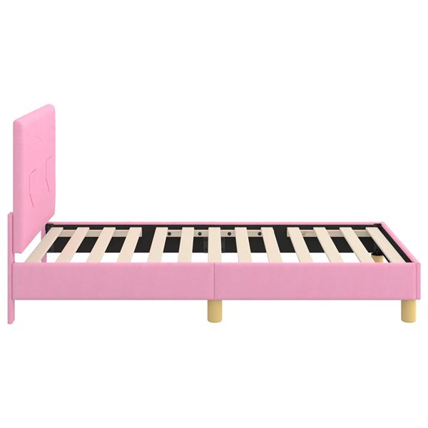Grote foto vidaxl bedframe voor kinderen met hoofdbord roze 80 x 160 cm stof antiek en kunst stoelen en banken