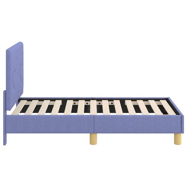 Grote foto vidaxl peuterbedframe met hoofdbord jeans blauw 70 x 140 cm stof antiek en kunst stoelen en banken