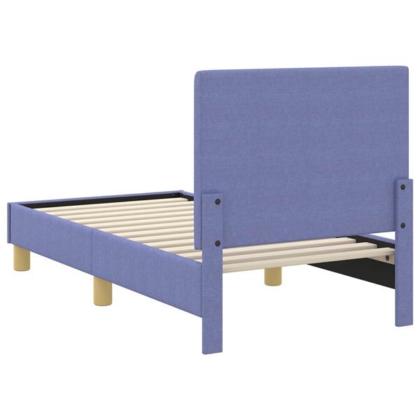 Grote foto vidaxl peuterbedframe met hoofdbord jeans blauw 70 x 140 cm stof antiek en kunst stoelen en banken