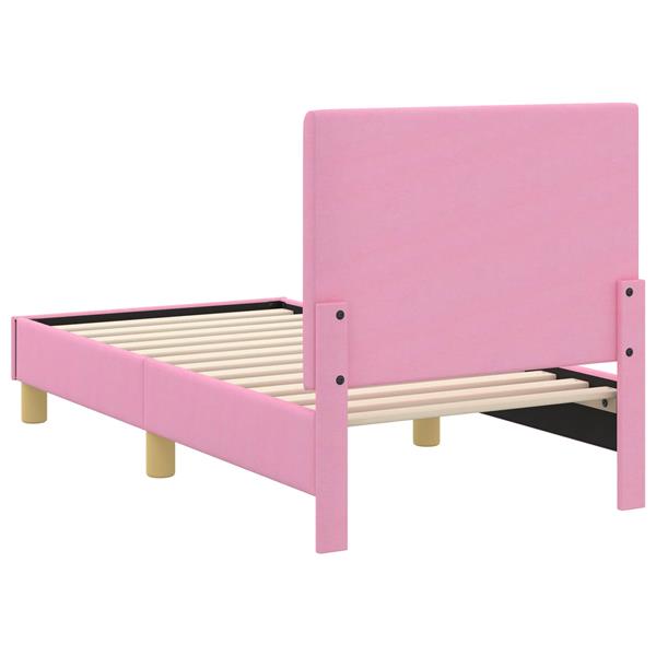 Grote foto vidaxl peuterbedframe met hoofdbord roze 70 x 140 cm stof antiek en kunst stoelen en banken