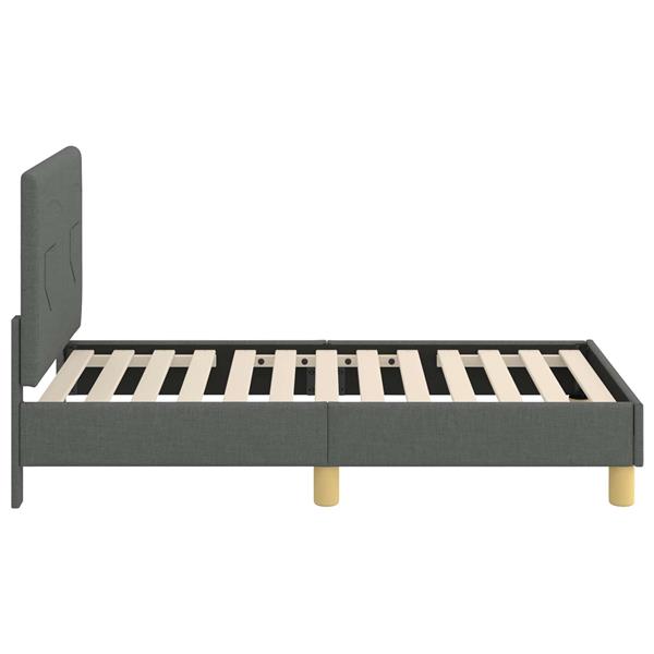 Grote foto vidaxl peuterbedframe met hoofdbord donkergrijs 70 x 140 cm stof antiek en kunst stoelen en banken