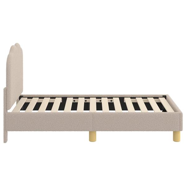 Grote foto vidaxl peuterbedframe met hoofdbord lichtgrijs 70 x 140 cm schapenstof antiek en kunst stoelen en banken