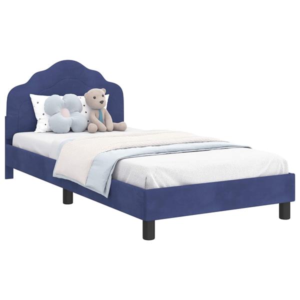 Grote foto vidaxl bedframe voor kinderen met hoofdbord politieblauw 90 x 200 cm antiek en kunst stoelen en banken