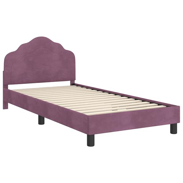 Grote foto vidaxl bedframe voor kinderen met hoofdbord paars 90 x 200 cm fluweel antiek en kunst stoelen en banken