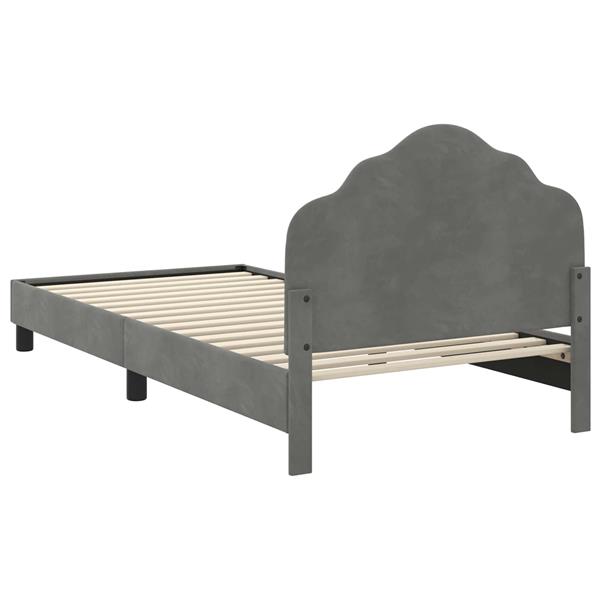Grote foto vidaxl bedframe voor kinderen met hoofdbord donkergrijs 90 x 200 cm antiek en kunst stoelen en banken
