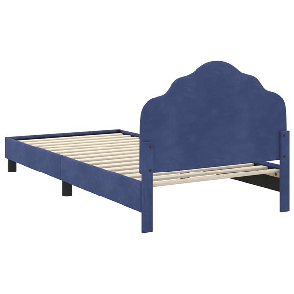 Grote foto vidaxl bedframe voor kinderen met hoofdbord politieblauw 90 x 190 cm antiek en kunst stoelen en banken