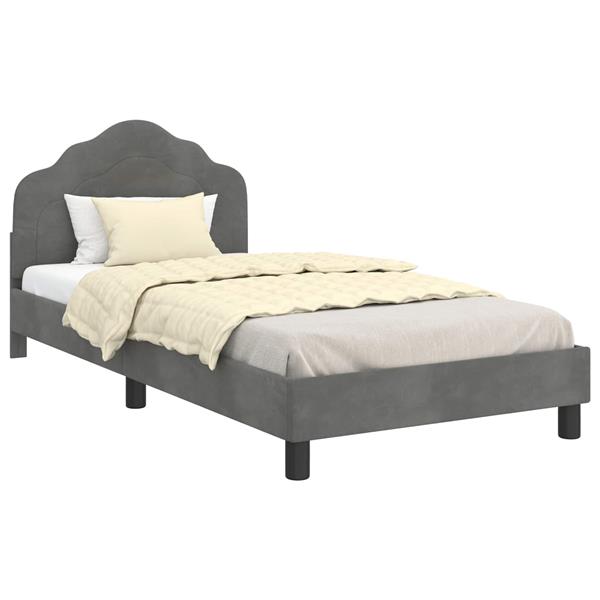 Grote foto vidaxl bedframe voor kinderen met hoofdbord donkergrijs 90 x 190 cm antiek en kunst stoelen en banken