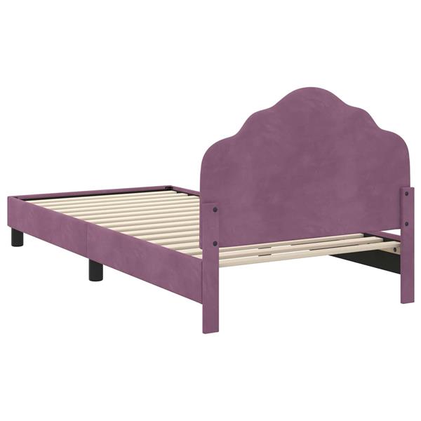 Grote foto vidaxl bedframe voor kinderen met hoofdbord paars 80 x 200 cm fluweel antiek en kunst stoelen en banken