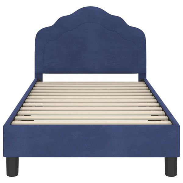 Grote foto vidaxl bedframe voor kinderen met hoofdbord politieblauw 80 x 160 cm antiek en kunst stoelen en banken