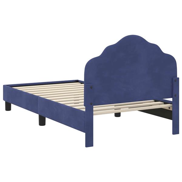 Grote foto vidaxl bedframe voor kinderen met hoofdbord politieblauw 80 x 160 cm antiek en kunst stoelen en banken