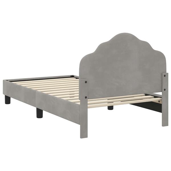 Grote foto vidaxl bedframe voor kinderen met hoofdbord lichtgrijs 80 x 160 cm antiek en kunst stoelen en banken