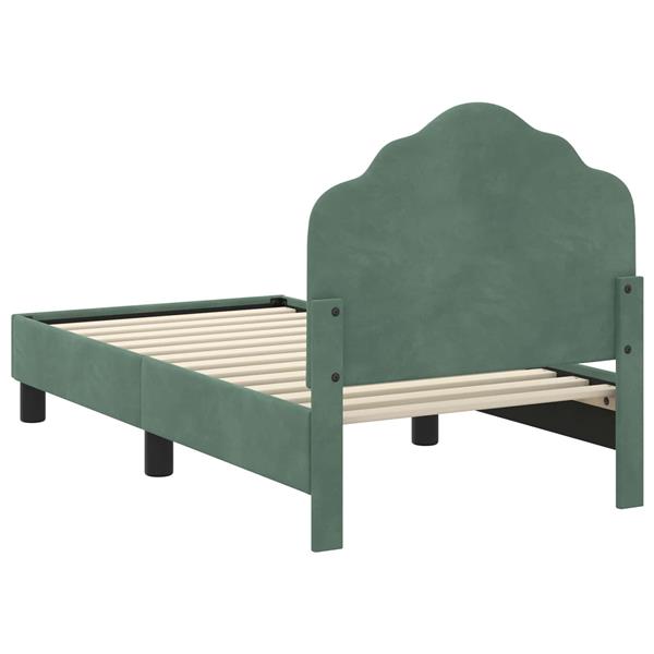 Grote foto vidaxl peuterbedframe met hoofdbord zeegroen 70 x 140 cm fluweel antiek en kunst stoelen en banken