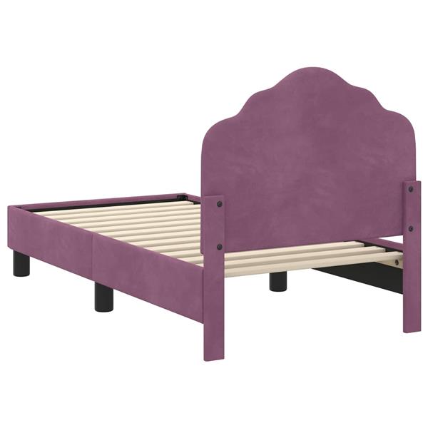 Grote foto vidaxl peuterbedframe met hoofdbord paars 70 x 140 cm fluweel antiek en kunst stoelen en banken