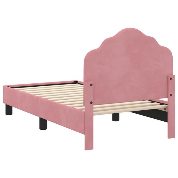 Grote foto vidaxl peuterbedframe met hoofdbord roze 70 x 140 cm fluweel antiek en kunst stoelen en banken