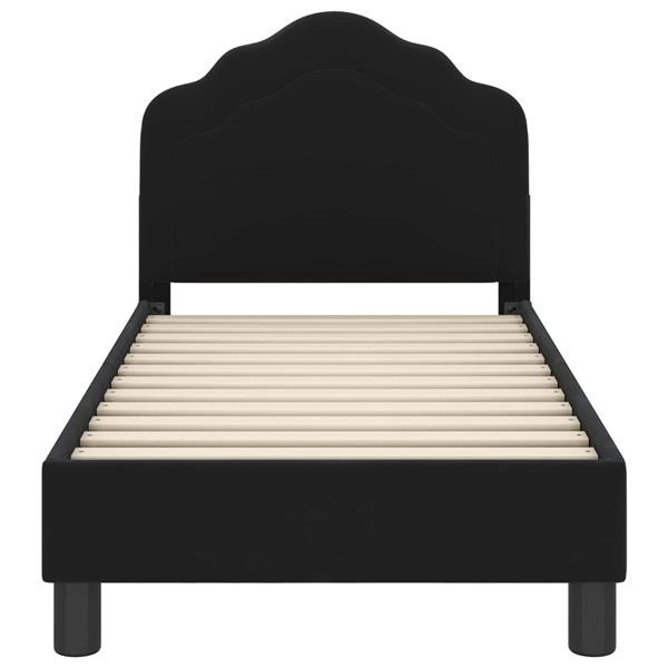 Grote foto vidaxl peuterbedframe met hoofdbord zwart 70 x 140 cm fluweel antiek en kunst stoelen en banken