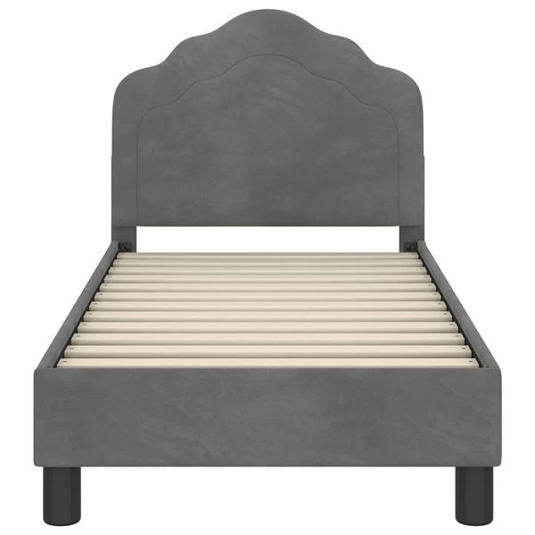 Grote foto vidaxl peuterbedframe met hoofdbord donkergrijs 70 x 140 cm fluweel antiek en kunst stoelen en banken