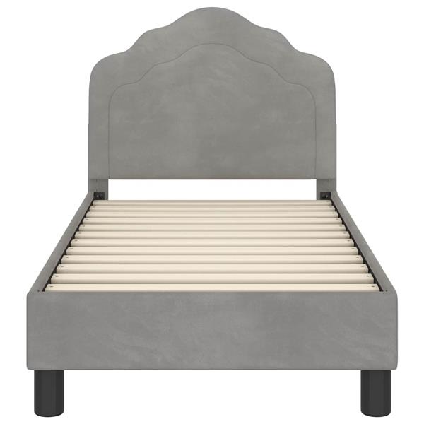 Grote foto vidaxl peuterbedframe met hoofdbord lichtgrijs 70 x 140 cm fluweel antiek en kunst stoelen en banken