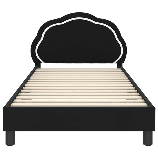 Grote foto vidaxl bedframe voor kinderen met hoofdbord zwart 90 x 200 cm fluweel antiek en kunst stoelen en banken