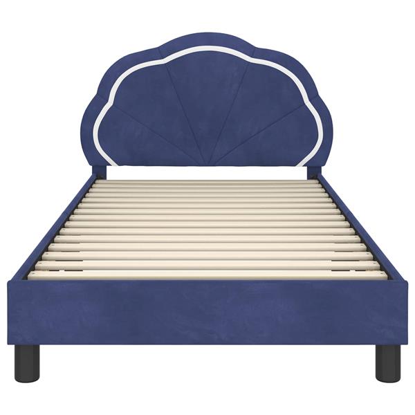 Grote foto vidaxl bedframe voor kinderen met hoofdbord politieblauw 90 x 190 cm antiek en kunst stoelen en banken