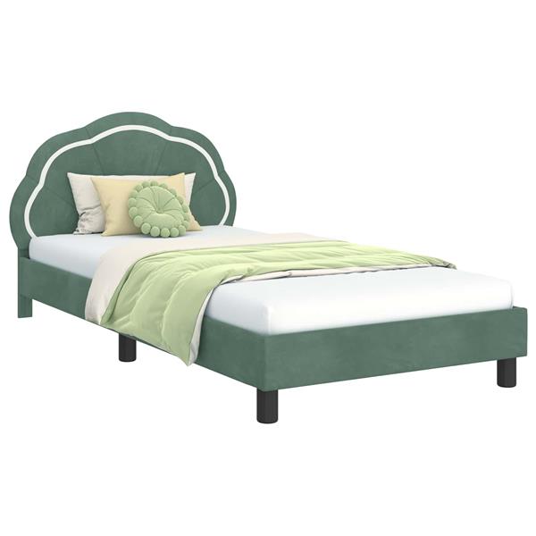 Grote foto vidaxl bedframe voor kinderen met hoofdbord zeegroen 90 x 190 cm antiek en kunst stoelen en banken