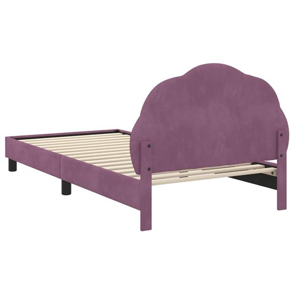 Grote foto vidaxl bedframe voor kinderen met hoofdbord paars 90 x 190 cm fluweel antiek en kunst stoelen en banken