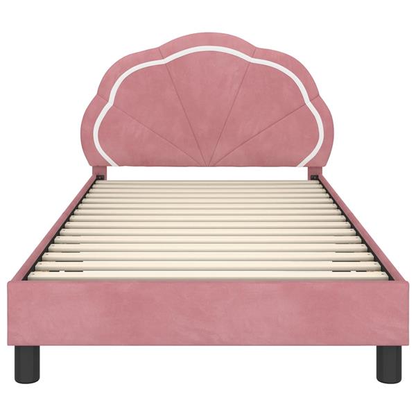 Grote foto vidaxl bedframe voor kinderen met hoofdbord roze 90 x 190 cm fluweel antiek en kunst stoelen en banken