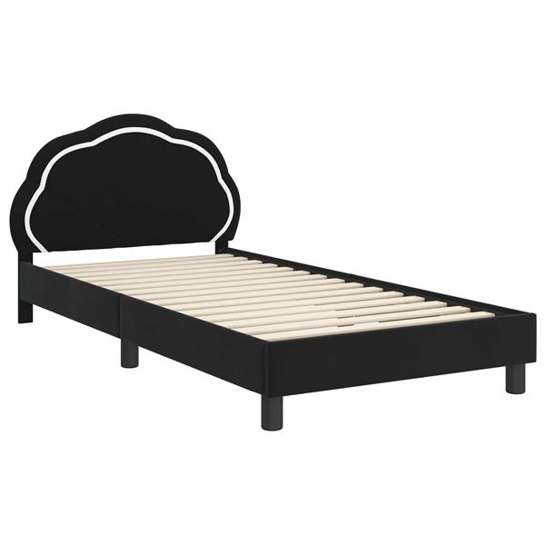 Grote foto vidaxl bedframe voor kinderen met hoofdbord zwart 90 x 190 cm fluweel antiek en kunst stoelen en banken