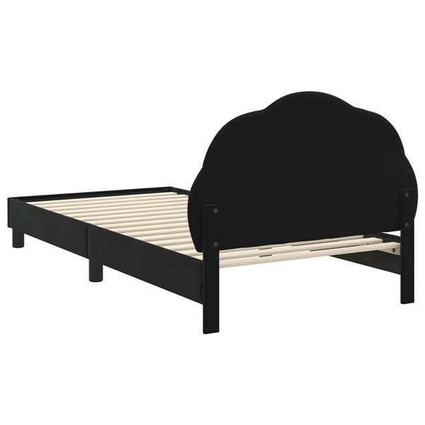 Grote foto vidaxl bedframe voor kinderen met hoofdbord zwart 90 x 190 cm fluweel antiek en kunst stoelen en banken