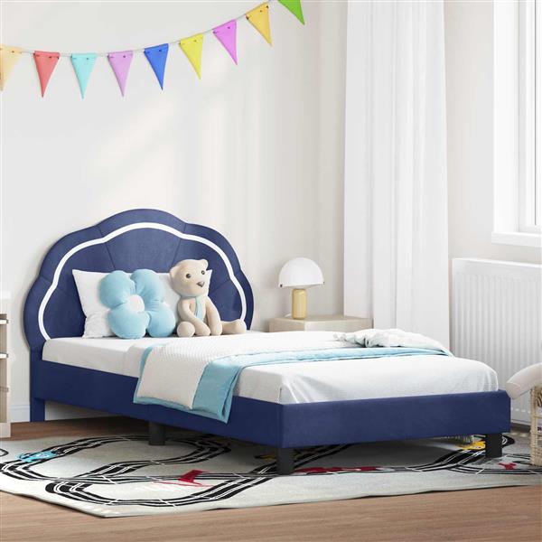 Grote foto vidaxl bedframe voor kinderen met hoofdbord politieblauw 80 x 200 cm antiek en kunst stoelen en banken