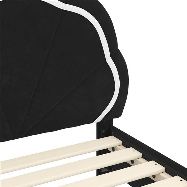 Grote foto vidaxl bedframe voor kinderen met hoofdbord zwart 80 x 200 cm fluweel antiek en kunst stoelen en banken