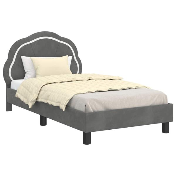 Grote foto vidaxl bedframe voor kinderen met hoofdbord donkergrijs 80 x 160 cm antiek en kunst stoelen en banken