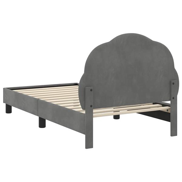 Grote foto vidaxl bedframe voor kinderen met hoofdbord donkergrijs 80 x 160 cm antiek en kunst stoelen en banken