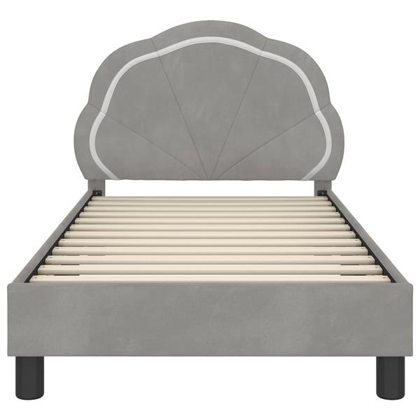 Grote foto vidaxl bedframe voor kinderen met hoofdbord lichtgrijs 80 x 160 cm antiek en kunst stoelen en banken