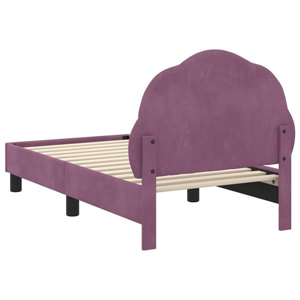 Grote foto vidaxl peuterbedframe met hoofdbord paars 70 x 140 cm fluweel antiek en kunst stoelen en banken