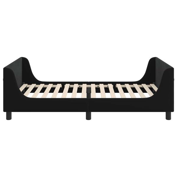Grote foto vidaxl bedframe voor kinderen met hoofdbord zwart 90 x 200 cm fluweel antiek en kunst stoelen en banken