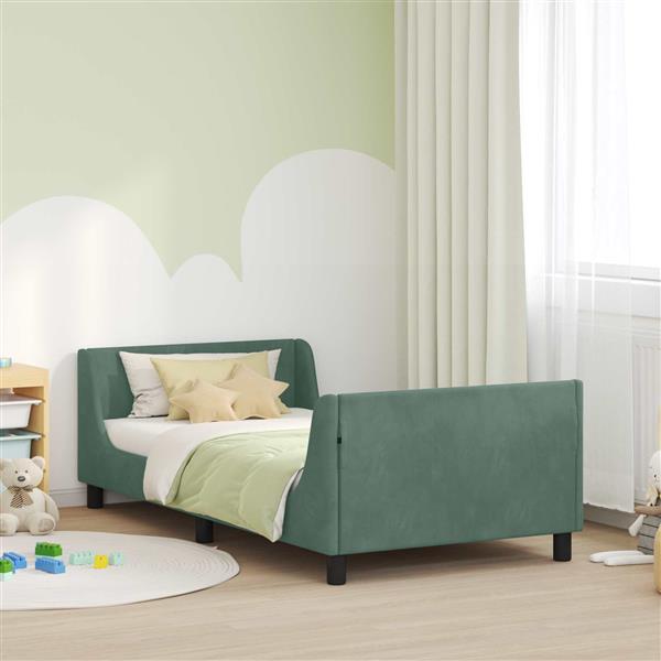 Grote foto vidaxl bedframe voor kinderen met hoofdbord zeegroen 90 x 190 cm antiek en kunst stoelen en banken