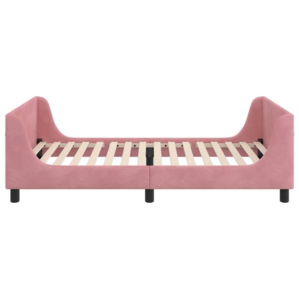 Grote foto vidaxl bedframe voor kinderen met hoofdbord roze 90 x 190 cm fluweel antiek en kunst stoelen en banken