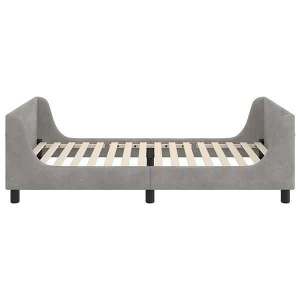 Grote foto vidaxl bedframe voor kinderen met hoofdbord lichtgrijs 90 x 190 cm antiek en kunst stoelen en banken