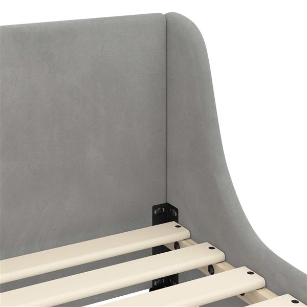 Grote foto vidaxl bedframe voor kinderen met hoofdbord lichtgrijs 90 x 190 cm antiek en kunst stoelen en banken