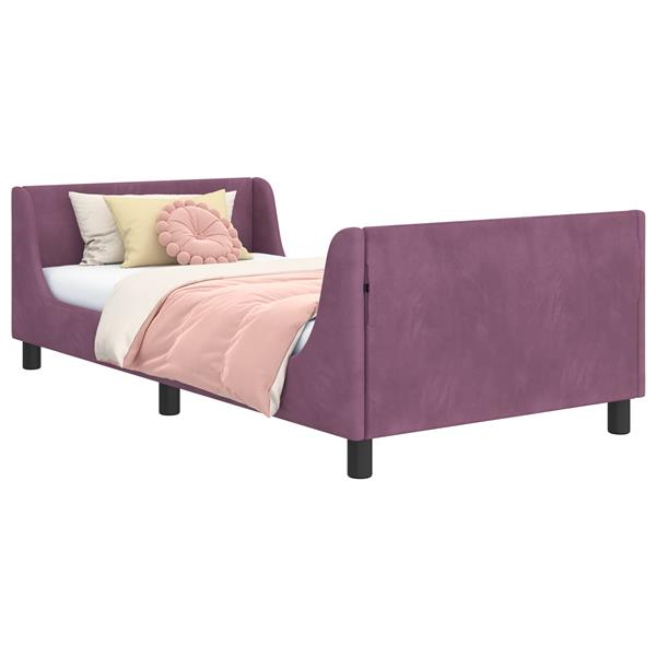 Grote foto vidaxl bedframe voor kinderen met hoofdbord paars 80 x 200 cm fluweel antiek en kunst stoelen en banken