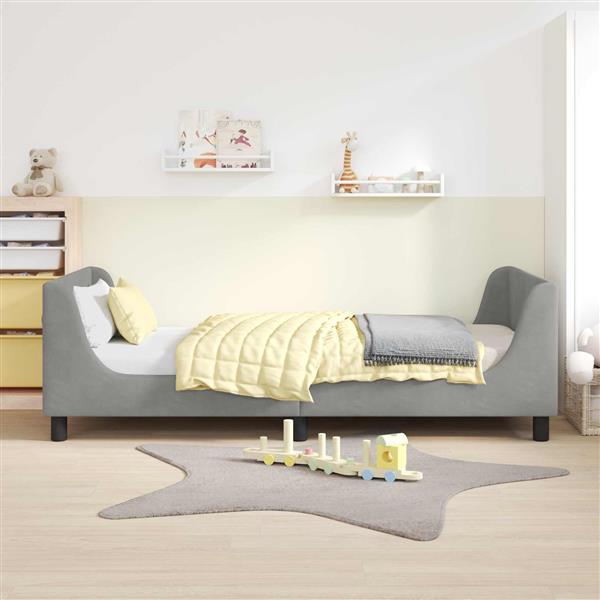 Grote foto vidaxl bedframe voor kinderen met hoofdbord lichtgrijs 80 x 200 cm antiek en kunst stoelen en banken